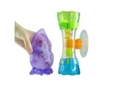 LUDI - Jouets de bain rigolo. 1 tube avec moulins à eau et 1 pievre pour transporter leau. Fixation ventouse. Dès 12 mois. Une aide au développement de la dextérité - réf. 2145