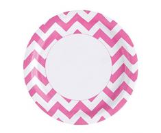 Amscan - 999492 - 8 Assiettes Chevrons Diamètre - 23 cm - Rose