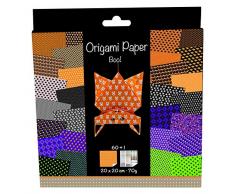 Avenue Mandarine OR504O - Un paquet de 60 feuilles Origami 20x20 cm 70g (30 motifs x 2 feuilles) et une planche de stickers incluse, Boo