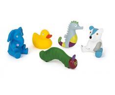 Small Foot-La Chenille Qui Fait des Trous Set Bain en Caoutchouc Souple, Cinq Animaux grinçants colorés amusent beauco Jouets, 11169, Multicolore