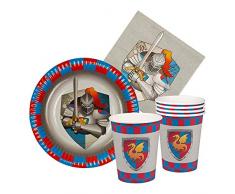 Boland 44013 – Service de Table composé de 6 Assiettes, 6 gobelets de 18 cm et 12 Serviettes, thème Knights & Dragons, Multicolore