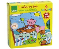 Vilac - 2419 - Jouet en Bois - éveil - Coffret 9 Cubes des 4 Saisons