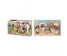 SYLVANIAN FAMILIES-La Grande Maison éclairée Mini poupées et Accessoires, 5480 & La Cuisine aménagée Mini-poupées et Accessoires, 5341, Multicolore
