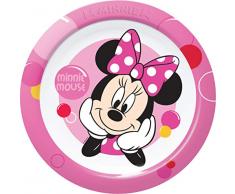Ciao 33914 Minnie Bubbles Assiette en mélamine, Rose/Blanc