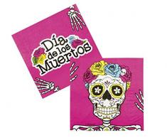 Dia de los muertos Assiettes en carton avec motif squelette Serviettes rose