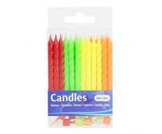 Folat Bougies Couleurs Fluo-24 pièces, 22903, Multicolore