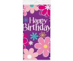 Anniversaire Blossom Nappe en plastique, 2,1 x 1,4 m