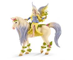 Schleich- Figurine Fée Sera avec la Licorne aux Fleurs bayala, 70565, Multicolore