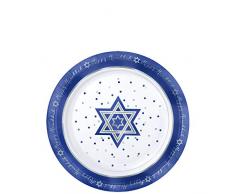 amscan 430624 Hanukkah Plastique Rond Assiette, 19 cm
