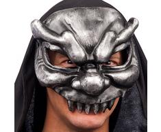 Carnival 00657 – Diable Masque Demi Visage, Papier mâché, en enveloppe, Gris