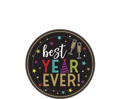 Amscan 742205 Lot de 60 assiettes en carton Best Year Ever NYE-18 cm