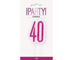 Unique Party- Bougie, 83894, Rose/argenté