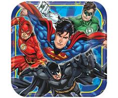 amscan 551585 23 cm Assiettes Papier Justice League