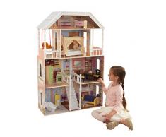 Kidkraft - 65023 - Maison de Poupées en Bois Savannah Incluant Accessoires et Mobilier, 4 Étages de Jeu pour Poupées 30 cm