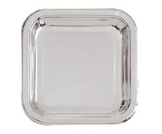Unique Party 18 cm Feuille dargent carré Papier Assiettes de fête, Lot de 8