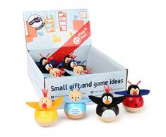 Small Foot- Présentoir Animaux oscillants 12 pièces, certifié FSC 100%, Hibou, Coccinelle, Pingouin, Poulet en Bois Jouets, 11045, Multicolore