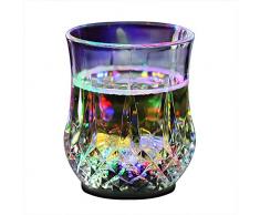 Shatchi 4194-LED-Cup Round Lot de 4 verres à vin à LED automatiques activés par le liquide à leau