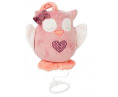 Nattou Peluche Musicale Hibou Olly, Adèle et Valentine, 20 x 18 x 5 cm, Rose/Orange