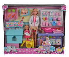 Simba - 105733040 - Poupée Steffi Love - Vétérinaire avec Evi - + 4 Animaux et Accessoires Inclus - 29 cm et 12cm