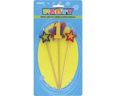 Unique Party - 34041 - Lot de 3 Bougies dAnniversaire de Numéro 1 - Étoilées