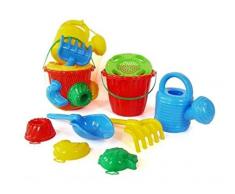 Marioinex 900833 8 pièces Ensemble de sable Kaja avec arrosoir, Multicolore - Version Anglaise
