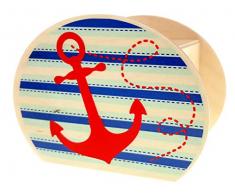 Hess 15201 Tirelire en Bois avec clé, Ancre et Lampe Lumineuse, Cadeau danniversaire ou de Mariage, env. 11,5 x 8,5 x 6,5 cm.