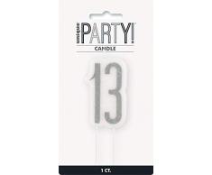 Unique Party- Bougie, 83863, Noir et argenté