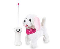 Jamara- 460341-RC Peluche 27MHz – Remue sa Queue, museau, Bouge sa tête Chien Jouets, 460341, Blanc, Rose