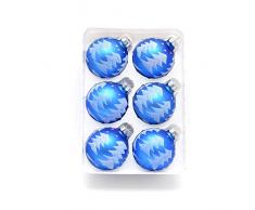 Shatchi 15685-BAUBLES-BLUE-6 pièces de 6 boules de Noël en verre peint à la main en forme de boules de Noël décoratives à suspendre Décoration saisonnière pour la maison de Noël, multicolore