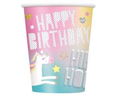 Unique Party 72496 255,1 gram Licorne fête papier Tasses, Lot de 8