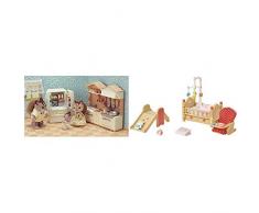 SYLVANIAN FAMILIES-La Cuisine aménagée Mini-poupées et Accessoires, 5341, Multicolore & 5288 Set Chambre Bebe, 5288, Multicolore