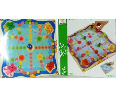 ALLKINDATHINGS Enfant Jouet en Bois Jeu 2 en 1 Tic Tac Toe et océan Style Jeux préscolaires