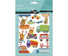 Maildor AE166C - Un sachet de gommettes Baby 6 planches 14,8x21 cm, Transports (87 stickers)