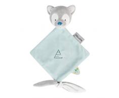 NATTOU Mini Doudou Plat Loup Attache pour Sucette, 25 x 20 cm, Tim et Tiloo, Beige, 498104, Gris