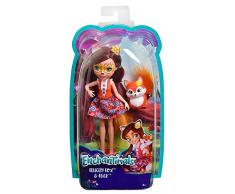 Enchantimals Mini-poupée Felicity Renard et figurine animale Flick, à la longue chevelure châtain avec jupe amovible, jouet pour enfant, FXM71