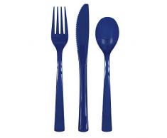 Unique Party 39524-Lot de Couverts en Plastique pour 6 Invités-Bleu Marine-18 Pièces, 39524