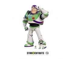 Star Cutouts SC1361 Toy Story 4 Découpes Taille réelle Buzz Lightyear Saluting avec bureau en carton gratuit 129 cm de haut, Multicolore