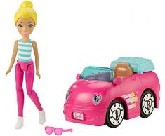 Barbie Poupée FHV77 on-The-Go (Blonde) et Automobile (Rose)