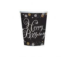 amscan 9900550 Papier Inscription Happy Birthday 266 ML Or Celebration Tasse