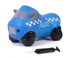 Jamara 460455 Poussette Police Truck avec Pompe jusquà 50 kg Favorise Le Sens de léquilibre et Les capacités motrices, Robustes et résistantes, Facile dentretien, Bleu