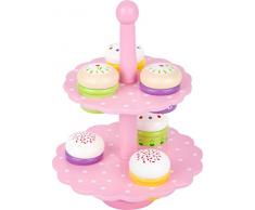 Small Foot 3309 Présentoir à muffins en bois coloré, six gâteaux et supports pour la cuisine de jeu, à partir de 3 ans