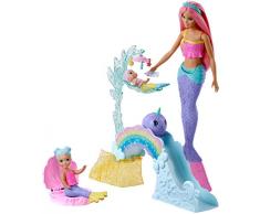Barbie Dreamtopia Coffret Jardin des Sirènes, poupée sirène avec figurines bébé et enfant, toboggan et accessoires, jouet pour enfant, FXT25