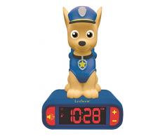 Lexibook Veilleuse Pat Patrouille pour Enfant lumineux Effets sonores Paw Patrol Horloge Réveil Chien Chase Marshall Snooze Couleur bleue, RL800PA