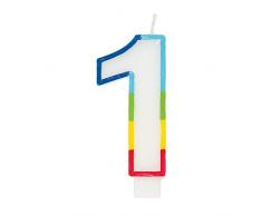 Unique Party 19941 Bougie danniversaire Motif bordure arc-en-ciel Numéro 1