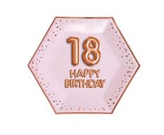 Neviti- Glitz & Glamour-Plate-Large-Pink & Rose Gold-Age 18 Assiettes en carton, 773185