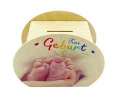 Hess Jouet en Bois 14549 Tirelire en Bois, Naissance, env. 12 cm