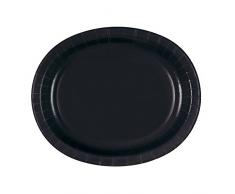 Unique Party - 32079 - Paquet de 8 Assiettes en Carton Ovales - Noir