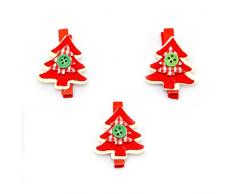 Gifts Shatchi-509 Lot de 3 mini pinces en bois pour décoration de Noël Multicolore