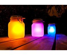 Shatchi Lanterne solaire en verre à LED clignotante Multicolore Cadeaux de Noël Décorations de jardin