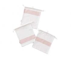 Kids Concept 1000387 Lot de 3 sachets en Coton Rose pour Meubles, décoration et Rangement de Meubles pour Enfants, Unisexe, Multicolore